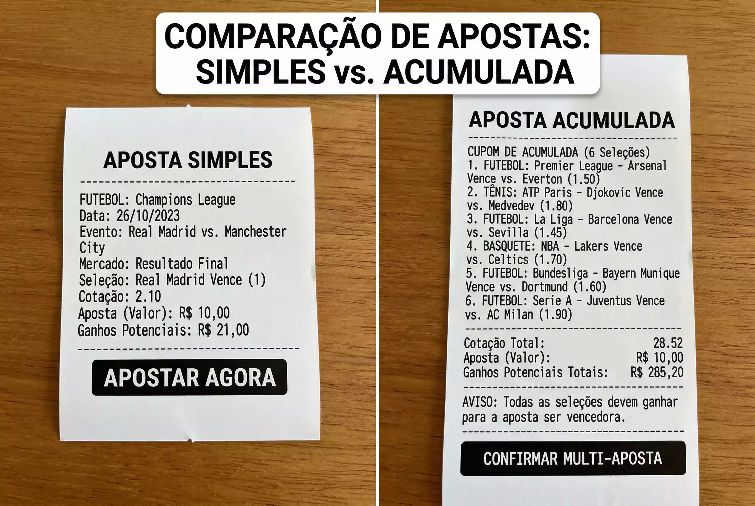 Comparacao visual entre boletim simples e boletim multiplo
