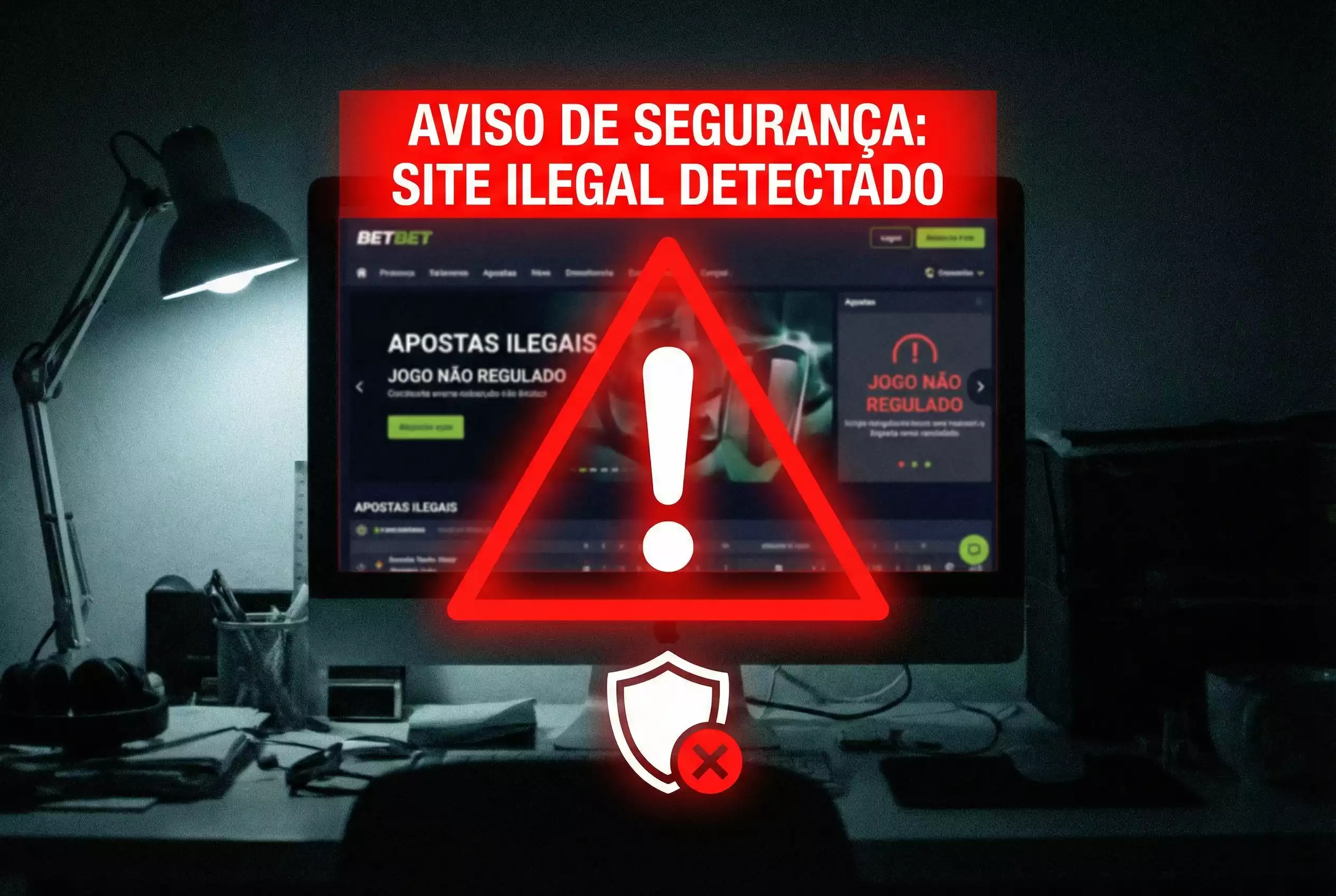 Simbolo de aviso vermelho sobre ecra de computador