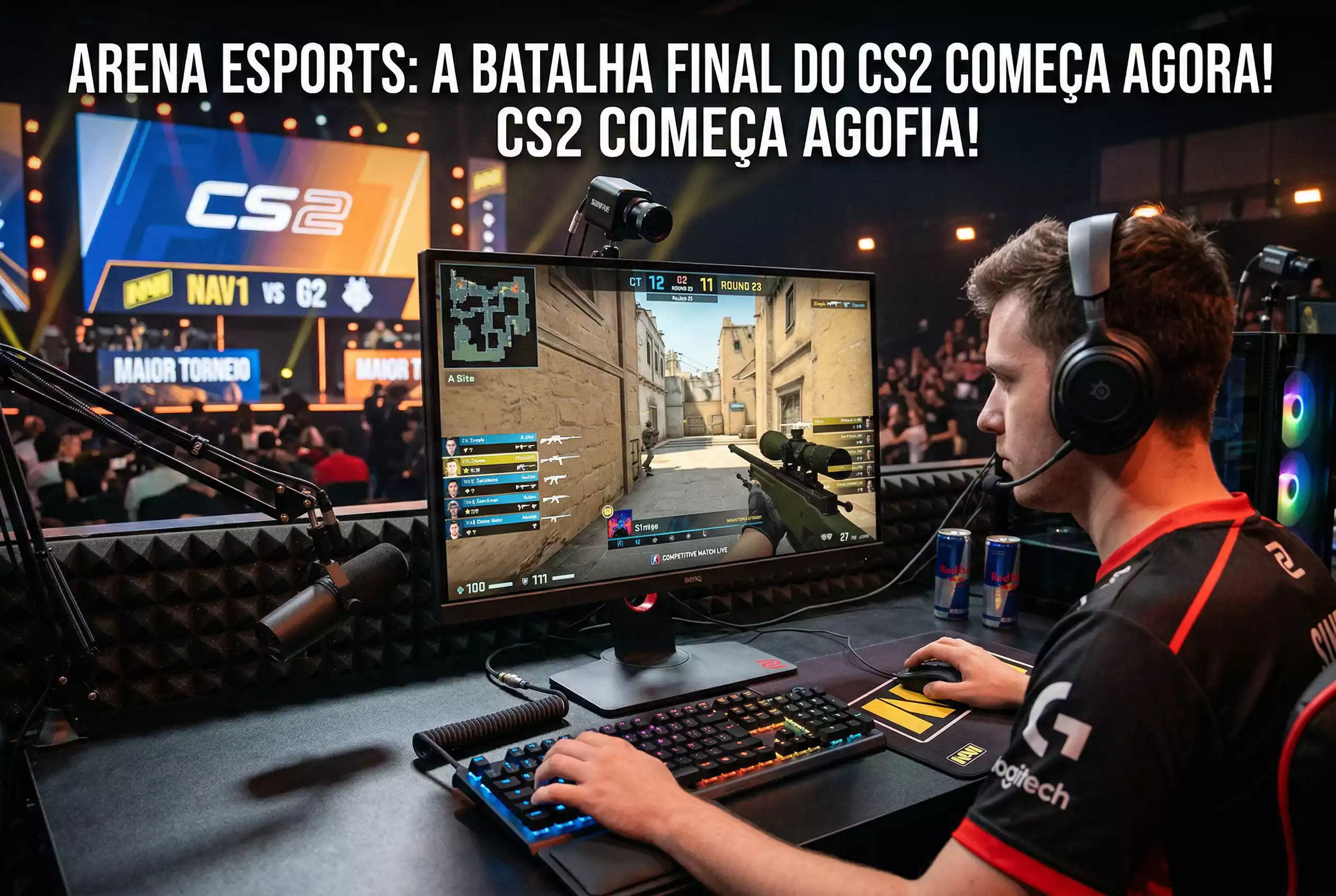 Ecra de computador gaming com jogo competitivo de eSports